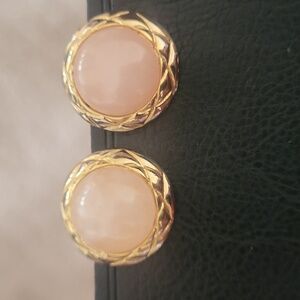 ROSE QUARTZ Vintage Clip On Earrings